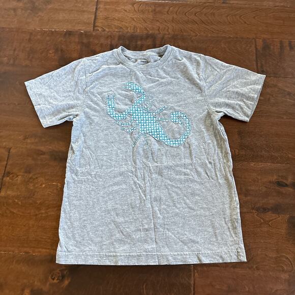 Gymboree Boys Size 10 Tee Shirt Scorpion Skulls Applique Gray Blue - Picture 1 of 4